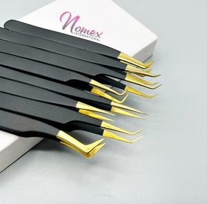 ชุดแหนบต่อขนตาสแตนเลสขายดี  เคลือบผงสีดำ ชุบทองพลาสมา ปลายแหลม น้ำหนักเบา - Product Image 4