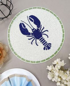 Set de table rond perlé de qualité supérieure, bleu homard, pour la décoration de table à manger ronde, en promotion - Product Image 1