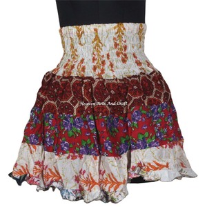New Gypsy Indian Boho Stylish Mini Rara <b>Skirt</b> Cotton <b>Patchwork</b> Summer Wear Breathable Plain Dyed Hippy Festival Sexy Mini MS158 - Product Image 4