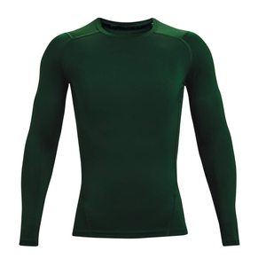 เสื้อคอมเพรสชั่นแขนยาวผู้ชาย สีเขียวล้วน คอกลม ทรงเข้ารูป สำหรับออกกำลังกาย - Product Image 4