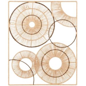 Escultura de Pared Bohemia Rectangular Grande con Marco Metálico y Cuerda de Papel, Decoración Moderna para Sala de Estar, Estilo Vietnamita, Venta al Por Mayor - Product Image 1
