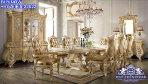 Juego de mesa de comedor clásico con tallado a mano estilo emperador juego de muebles de comedor juego de mesa de comedor tallado a mano de lujo francés - Product Image 4