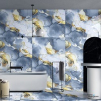Bleu Osmo brillant émaillé 600x600mm Porcelaine polie Sol Céramique 60x60 Carreaux de sol Carrelage de céramique de marbre standard pour sol