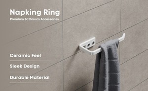 Porte-serviettes mural en céramique personnalisé avec logo, support à crochets pour salle de bain - Product Image 4