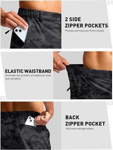 OEM Custom <b>Men's</b> Quick-Dry 100% Polyester High Street Breathable Camo <b>Shorts</b> Solid Pattern Stretchable Gym <b>Shorts</b> <b>Zip</b> <b>Pockets</b> - Product Image 3