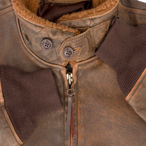 Genuine <b>Sheepskin</b> Bomber Leather <b>Jacket</b> Men Motorcycle Leather <b>Jackets</b> Brown Color Men's Leather <b>Jacket</b> For Men - Product Image 4