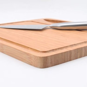 Bamboo Chopping Board With <b>Knife</b> Holder Rectangle Anti-Slip Dishwasher <b>Safe</b> Single Piece Package - Product Image 2