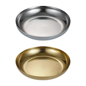 Nouvel arrivage d'assiettes rondes de luxe en acier inoxydable au design coréen pour la rentrée scolaire avec motif végétal écologique poli - Product Image 6