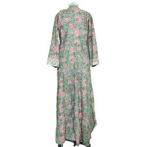Newest Women Green Floral Maxi <b>Dress</b> Long Sleeve Vintage <b>Boho</b> Loose Fit Casual <b>Summer</b> <b>Dress</b> - Product Image 3