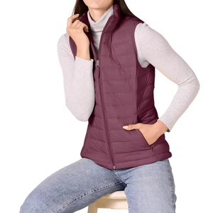 Chaleco acolchado personalizado para mujer con cremallera frontal, cuello alto, transpirable, para uso en exteriores, talla adulta. - Product Image 3