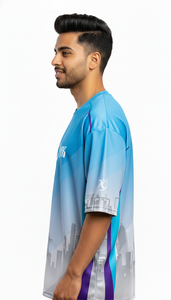 Camiseta Moderna de Gran Tamaño con Sublimación para Hombre, Estilo Urbano, Corte Regular, Cómoda, Transpirable, Poliéster/Algodón - Product Image 3