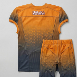 Ensemble d'uniformes de football américain sublimés sur mesure, tissu recyclé écologique, maillot et pantalon de football professionnels pour équipe - Product Image 3