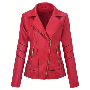 Chaqueta de cuero al por mayor para mujer, chaqueta de cuero genuino, tallas grandes, tops de cuero sintético, chaquetas ligeras y transpirables para mujer - Product Image 1