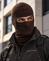 Manwa Leathers Cagoule tactique noire en cuir pour le ski