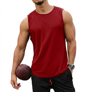 Men's <b>White</b> Sleeveless Knitted <b>Tank</b> <b>Top</b> O-Neck Breathable Quick Dry Sporty Solid Color 100% Cotton Gym Workout Casual - Product Image 2