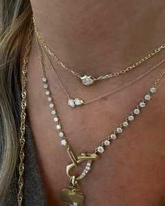 สร้อยคอจี้เพชรเม็ดเดี่ยวทรงลูกแพร์ ทอง 14k 18k เพชรเลี้ยงในห้องปฏิบัติการ สไตล์มินิมอล เหมาะสำหรับใส่ทุกวัน ของขวัญสำหรับเธอ ขายส่ง - Product Image 2