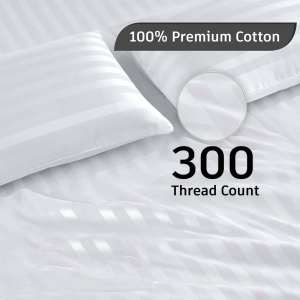 Oferta Especial: Sábana Individual Blanca 100% Algodón, 210 Hilos, Satén a Rayas, 60x90 Pulgadas con una Funda de Almohada Disponible a Precio Especial - Product Image 2