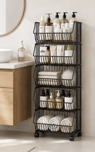OEM/ODM Vietnam Multi Layer Carbon Steel Rolling Kitchen <b>Storage</b> Cart Pull Out <b>Basket</b> Organizer with Wheels Shelf - Product Image 3