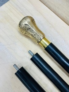 Victorian Rosewood and <b>Brass</b> Handle Polished Multifunction Walking Stick with 3-Fold Antique Design - Product Image 3