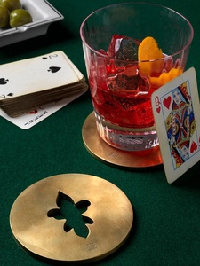 Fleur Royale Brass <b>Coaster</b> Set Handcrafted Premium Round <b>Drink</b> <b>Coasters</b> Heat Resistant Table Protector Elegant Home Gift - Product Image 3