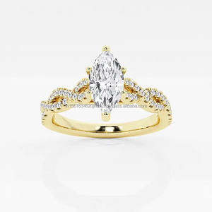 IGI/GIA <b>Lab</b> Grown Vintage Marquise Diamond Ring 14k Gold Wedding/Engagement Ring Unisex Pear <b>Lab</b> Created Jewelry for Gifts - Product Image 4