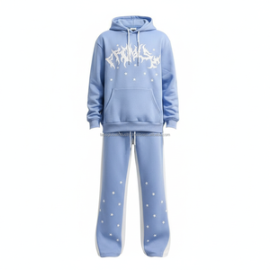 Survêtement streetwear pour hommes, coupe oversize, délavé à l'acide, brodé et imprimé, avec cordon de serrage, personnalisable OEM, vente en gros - Product Image 1