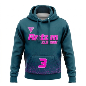 Custom Sublimation Teal <b>Pink</b> Sports Hoodie Number 3 Pullover <b>Sweatshirt</b> Team Fleece <b>Men</b> Women OEM Wholesale Factory Direct - Product Image 1