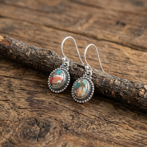 Vintage Oyster Turquoise Gemstone <b>Drop</b> <b>Earrings</b> 925 <b>Silver</b> Rose Gold & Yellow Gold Plated Handmade Boho Jewelry for Women Her - Product Image 2