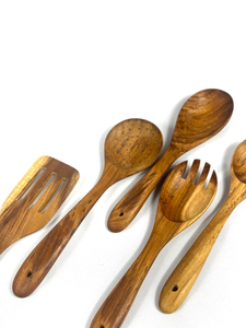 ชุดช้อนไม้สัก: ชุดช้อนทำอาหารธรรมชาติ 5 ชิ้น - Product Image 5