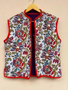 Embroidered <b>Velvet</b> Beaded Floral Pattern V-neck Single Button Closure Short Vintage Boho Vest Indian Ethnic Sleeveless <b>Jacket</b> - Product Image 3
