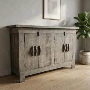 Aparador de Madera Vintage Industrial Hecho a Mano con Cuatro Puertas, Mueble Rústico para Sala de Estar, Dormitorio o Casa de Campo - Product Image 5