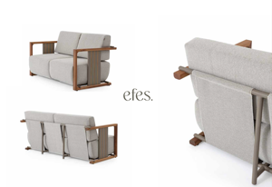 Fauteuil de salon moderne en tissu teck, chaise d'appoint rembourrée pour extérieur, patio, hôtel et jardin - Product Image 4