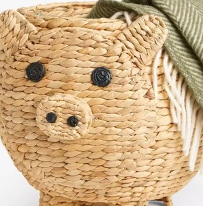 Natural Water Hyacinth Cute Pig Shaped <b>Storage</b> <b>Basket</b> Handmade Woven <b>Toy</b> Organizer Bin for Nursery, Kids Room & Home <b>Storage</b> - Product Image 3