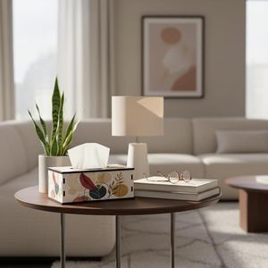 Decorative Modern Square Wooden <b>Tissue</b> Box Cover Floral Leaf <b>Pattern</b> Holder Napkin Case for Home Living Room - Product Image 3