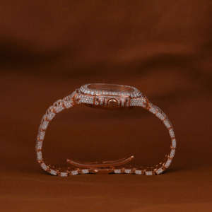 Reloj de Hombre BOJ P.P.001 con Esfera Analógica Clásica, Diamantes Moissanite Baguette, Correa de Aleación de 20 mm, Caja Chapada en Oro Rosa de 41 mm, Cristal - Product Image 5