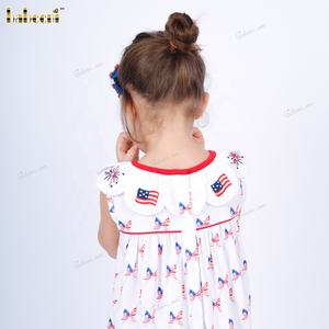 Maillots de bain pour filles Star Spangled 100% coton imprimé Appliques d'automne ODM OEM Vente en gros Vêtements pour enfants Vietnam DR4259 - Product Image 5
