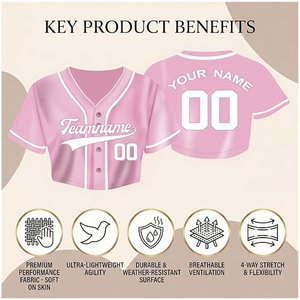 Pink Custom Women's Softball Baseball Crop Jersey Personalized Name Number V Neck Shirt for Team Players <b>Coaches</b> and Fans - Product Image 3