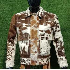 High Street Cowhide Safari Bomber Jacket Full Sleeve Turn-down Collar Winter <b>Fur</b> <b>Lined</b> Windproof Regular Length Women's <b>Coat</b> - Product Image 1
