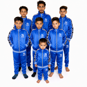 Ensemble de survêtement rouge pour enfants RBI, manches longues, fermeture éclair, style sportif, avec poches latérales et logo imprimé par transfert thermique - Product Image 6
