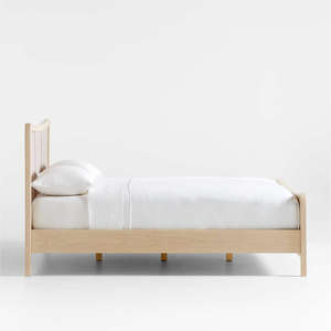 Contemporary Rounded Edge Rattan <b>Bed</b> | Natural Woven Cane Headboard Wooden <b>Bed</b> - Product Image 4