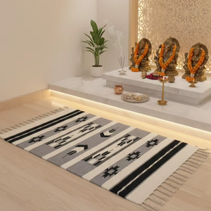 Tapis de sol/tapis rectangulaire moderne en coton fantaisie tissé à la main, motif floral, 950 GSM, lavable, pelucheux, réversible, trois tons de couleur, pour la maison, vente en gros - Product Image 1