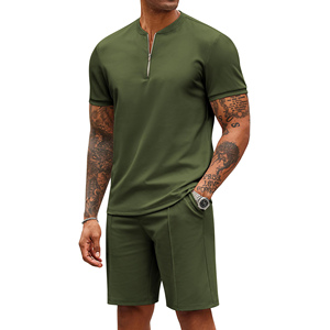 Trending 2026 Men's Summer Tracksuit Quarter-zip Polo Shorts <b>Set</b> Breathable Slim Fit High-quality Custom Logo Short <b>Set</b> Men's - Product Image 5