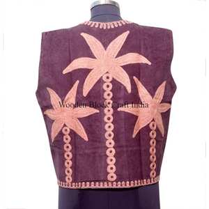 Chaleco vintage hecho a mano 100% algodón cotrize para mujer, transpirable, para otoño, multiestación, con diseño de bordado floral, chaleco tipo chaqueta. - Product Image 4