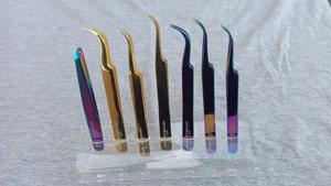 Kit de Pinzas Profesionales para Extensión de Pestañas de 3 Piezas con Acabado Espejo en Oro Rosa Premium, Pinza Recta de Aislamiento y Pinza Curva de 45 Grados - Product Image 3