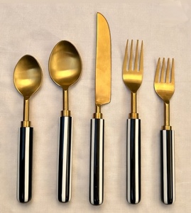 Premium Quality <b>Flatware</b> <b>set</b> of 5 Pcs With Resin Handle Stainless Steel Spoon & Fork Dinnerware Kitchenware <b>Set</b> At Best Price - Product Image 3