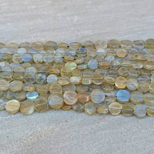 Natural Flashy Labradorite 5-7MM Smooth Coin Shape Gemstone <b>Beads</b> Strand Loose Labradorite <b>Beads</b> For Jewelry Making Wholesale - Product Image 4