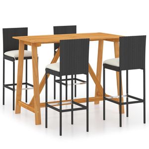 Ensemble de bar de jardin en bois d'acacia massif noir, de taille moyenne, durable et élégant - Product Image 2