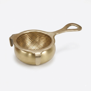 กระชอนกรองชาทองเหลืองคุณภาพเยี่ยม พร้อมที่วาง ราคาประหยัด - Product Image 1