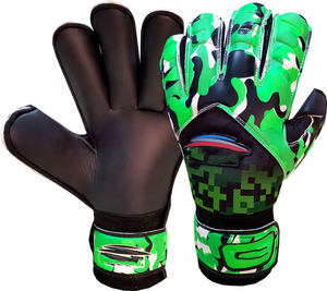 Football Goalkeeper Gloves Full Finger Green Camouflage PU Leather Non-Slip Breathable Adjustable Wrist <b>Strap</b> Hook Loop Closure - Product Image 1