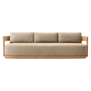 Contemporary Style <b>Outdoor</b> <b>Sofa</b> Solid Teak Curved Frame Three Seaters Premium Garden Lounge Modern Furniture Hotel Terrace - Product Image 1
